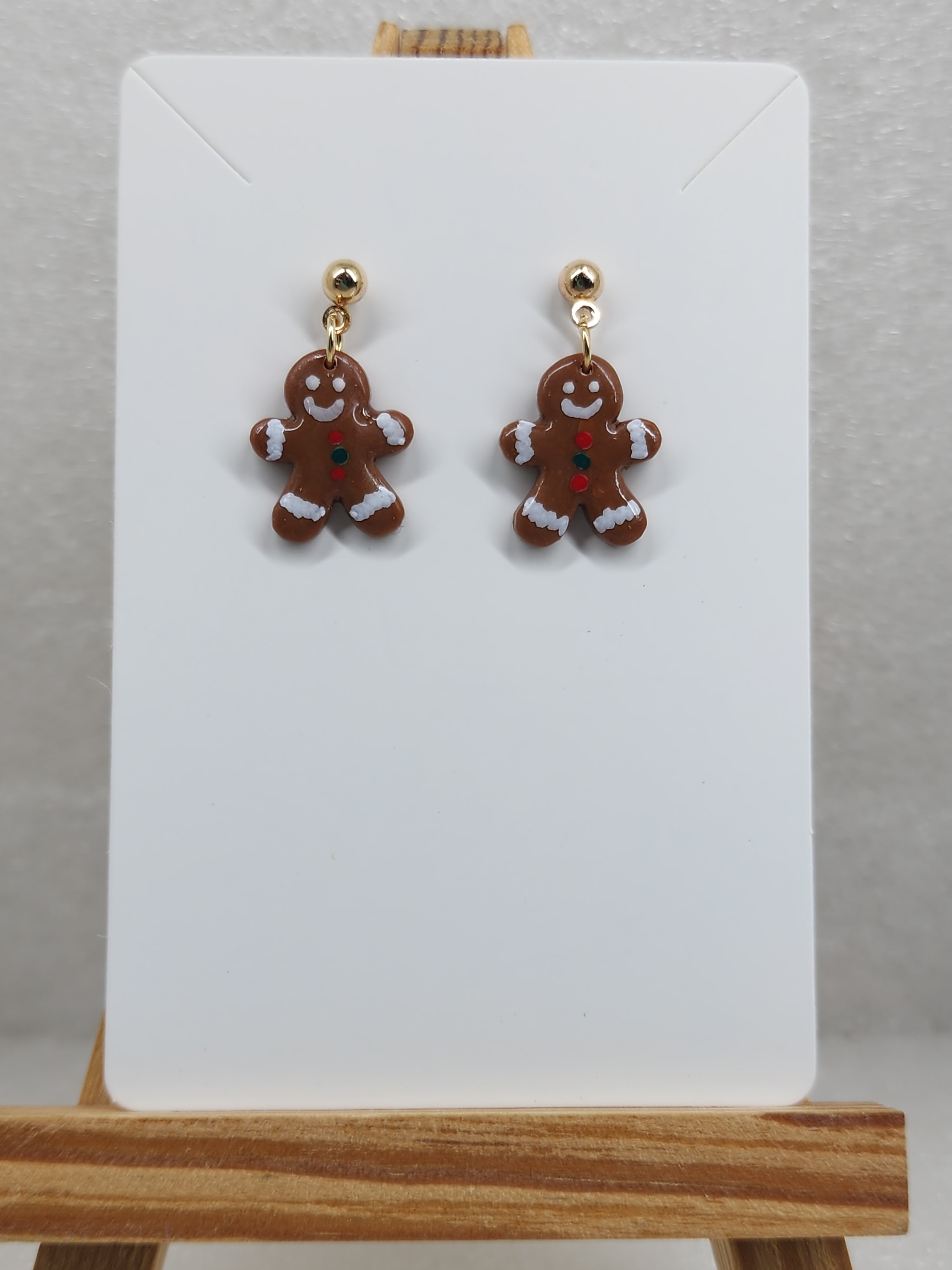 Gingerbread Man Earrings - Handmade Polymer Clay Holiday Jewelry