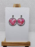 Hearts in Orbit Polymer Clay Earrings - Pink Marbled Hoop Jewelry