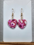 Pink Marbled Heart Polymer Clay Earrings