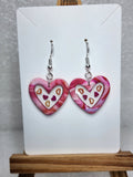 Pink Marbled Double Heart Polymer Clay Earrings