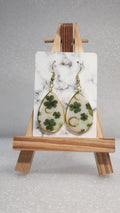 Clover Teardrop Earrings - Polymer clay/ Resin Earrings Gold Hook