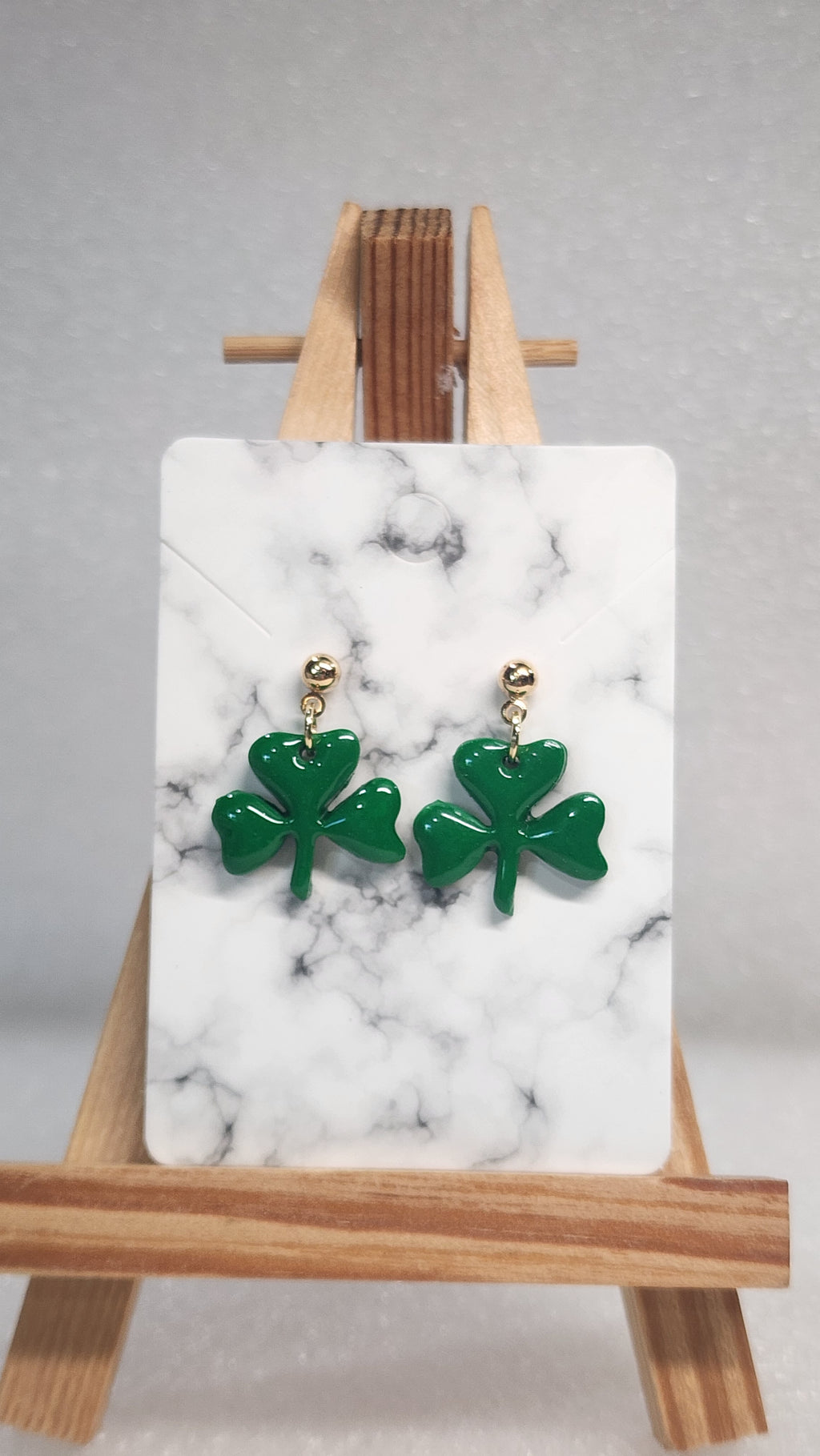 Classic Green Shamrock Earrings - Gold Dangle Earrings