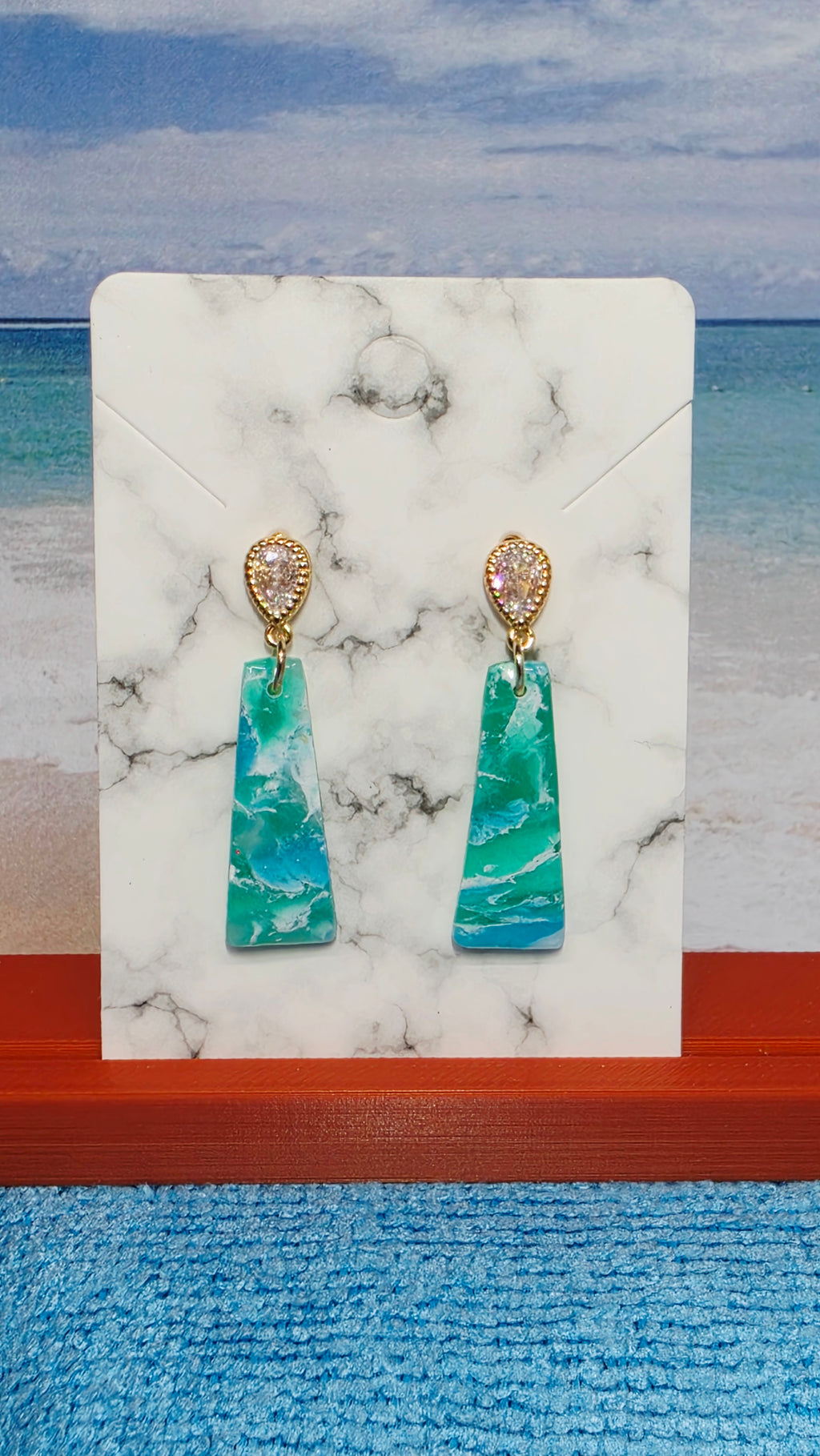 Ocean Wave Trapeze Dangle Earrings