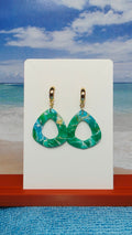 Open Teardrop Dangle Earrings – Teal & Gold