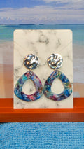 Galaxy Open Teardrop Earrings – Silver Coin Studs