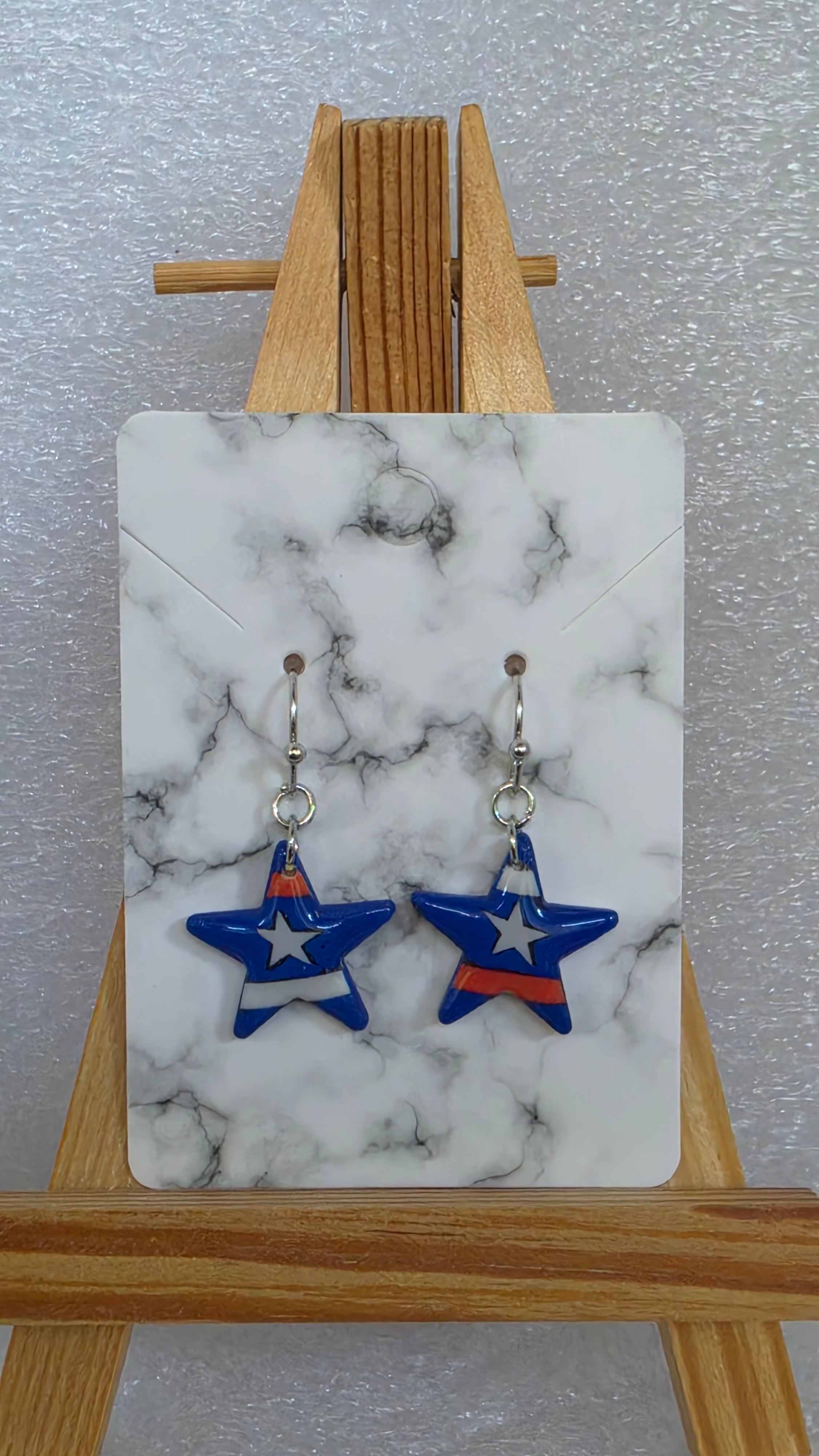 Patriotic Star Earrings – Red, White & Blue