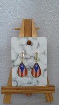 Puerto Rican Flag Teardrop Earrings – Gold Tone