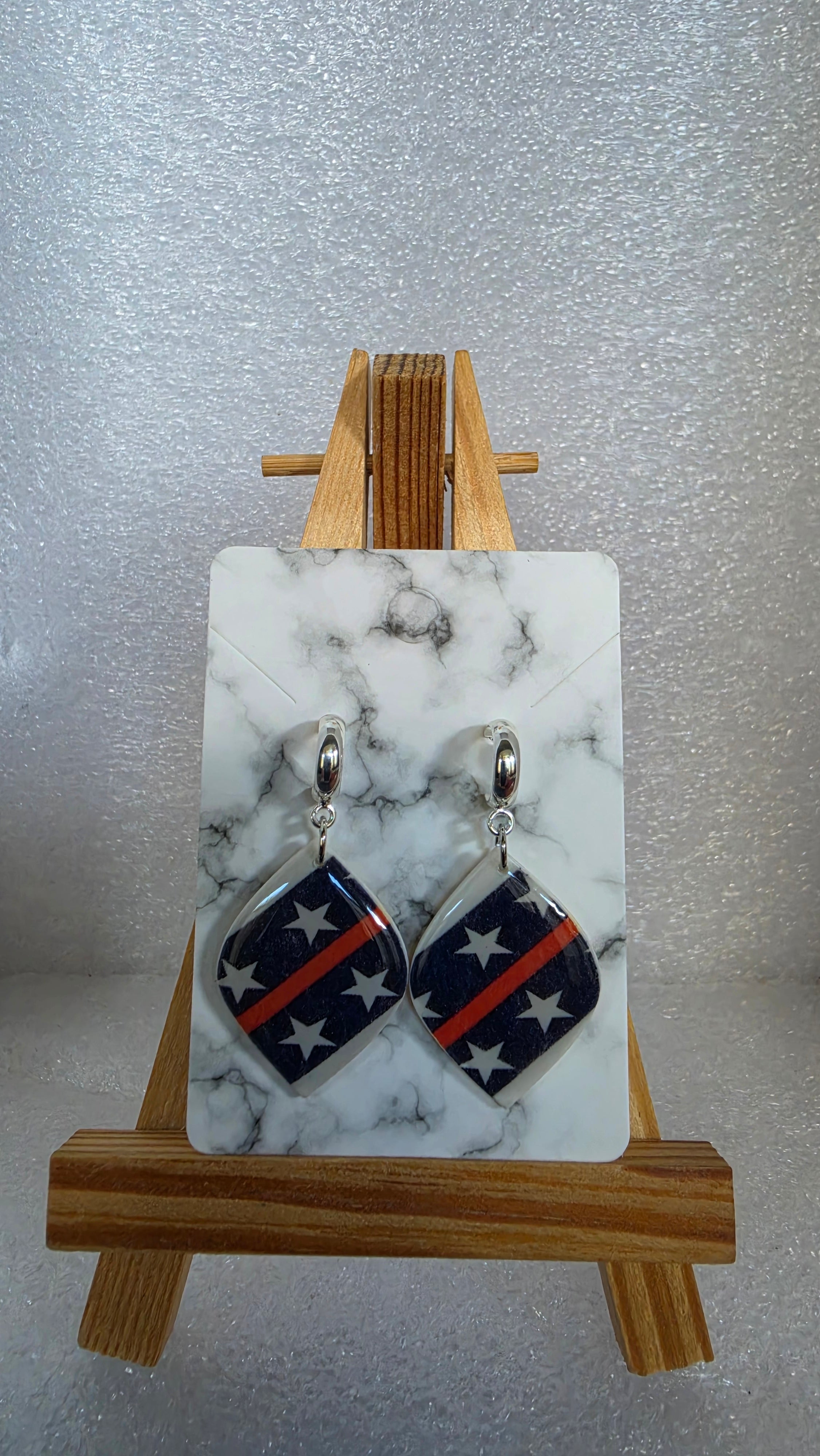 Patriotic Stars & Stripes Diamond Shape Earrings