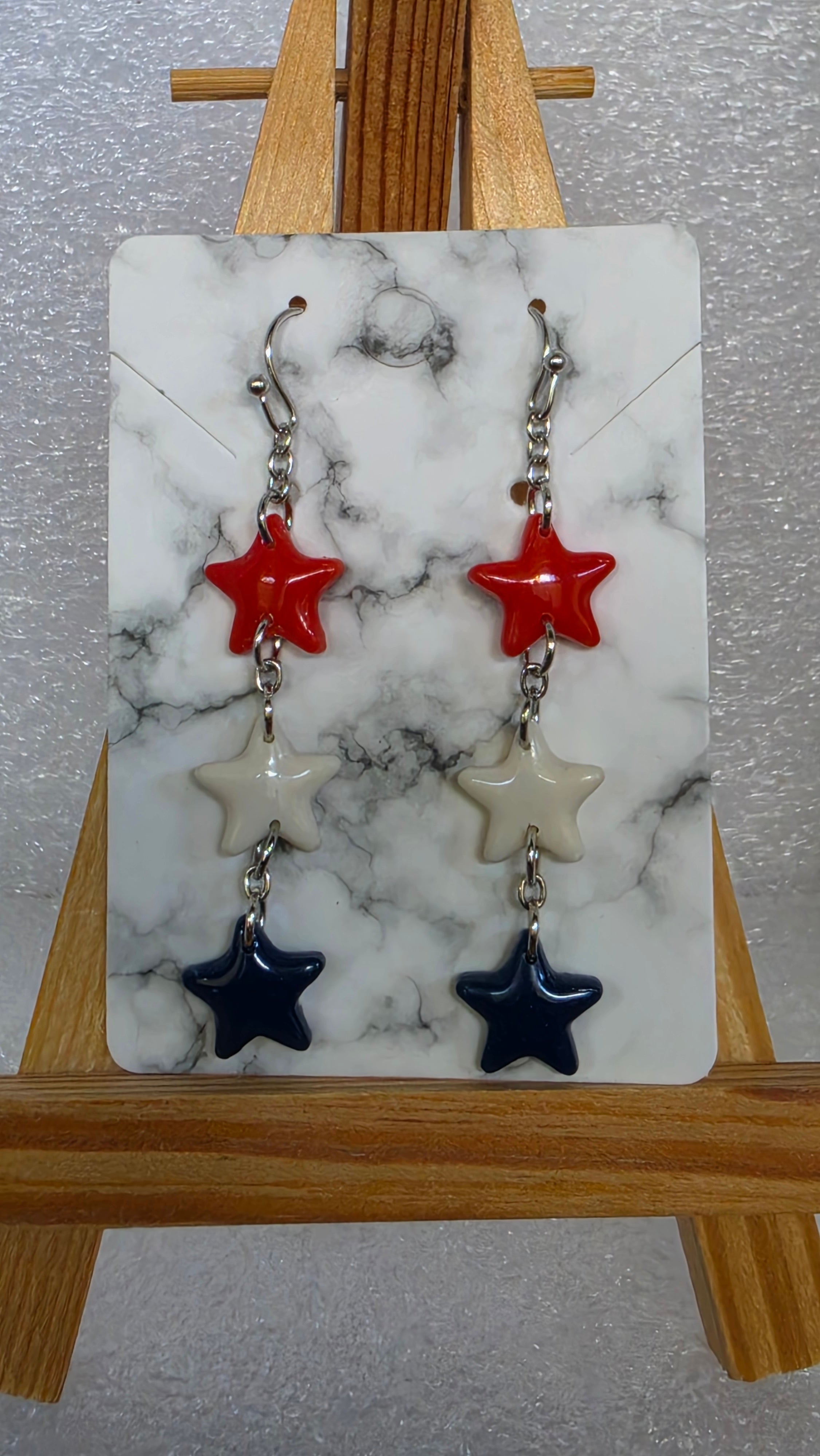 Red, White & Blue Cascading Star Earrings