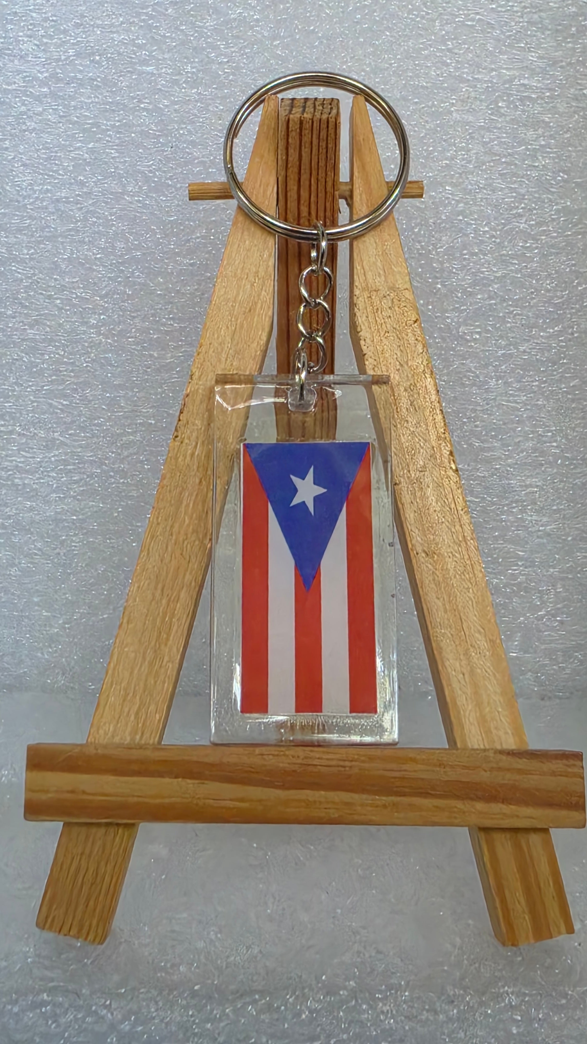 Puerto Rican Flag Keychain – Clear Acrylic Resin